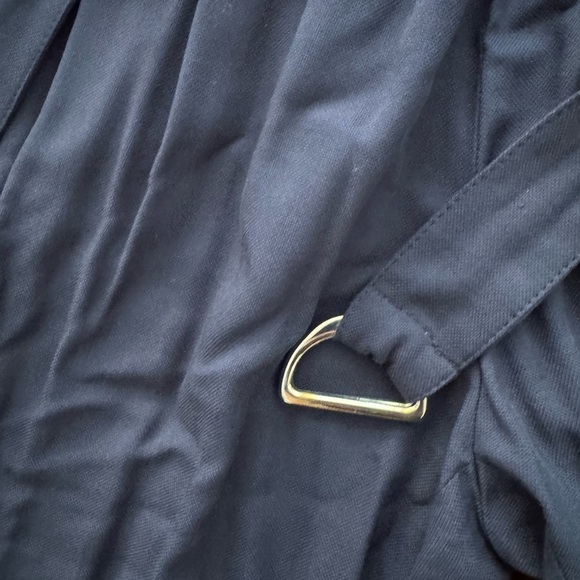 H&M Navy blue faux Wrap Jumpsuit belted belt exposed back zipper sz 10 NWOT - Picture 7 of 8